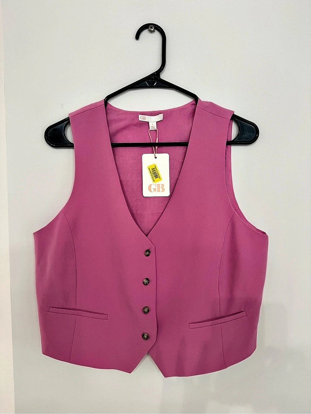 GB Women's Pink Button Front Vest Size Large NWT